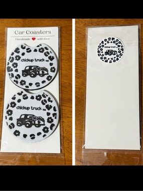 Car Coasters Logo Chickup Truck -  (Set of 2) 🩵🛻🐥🩵